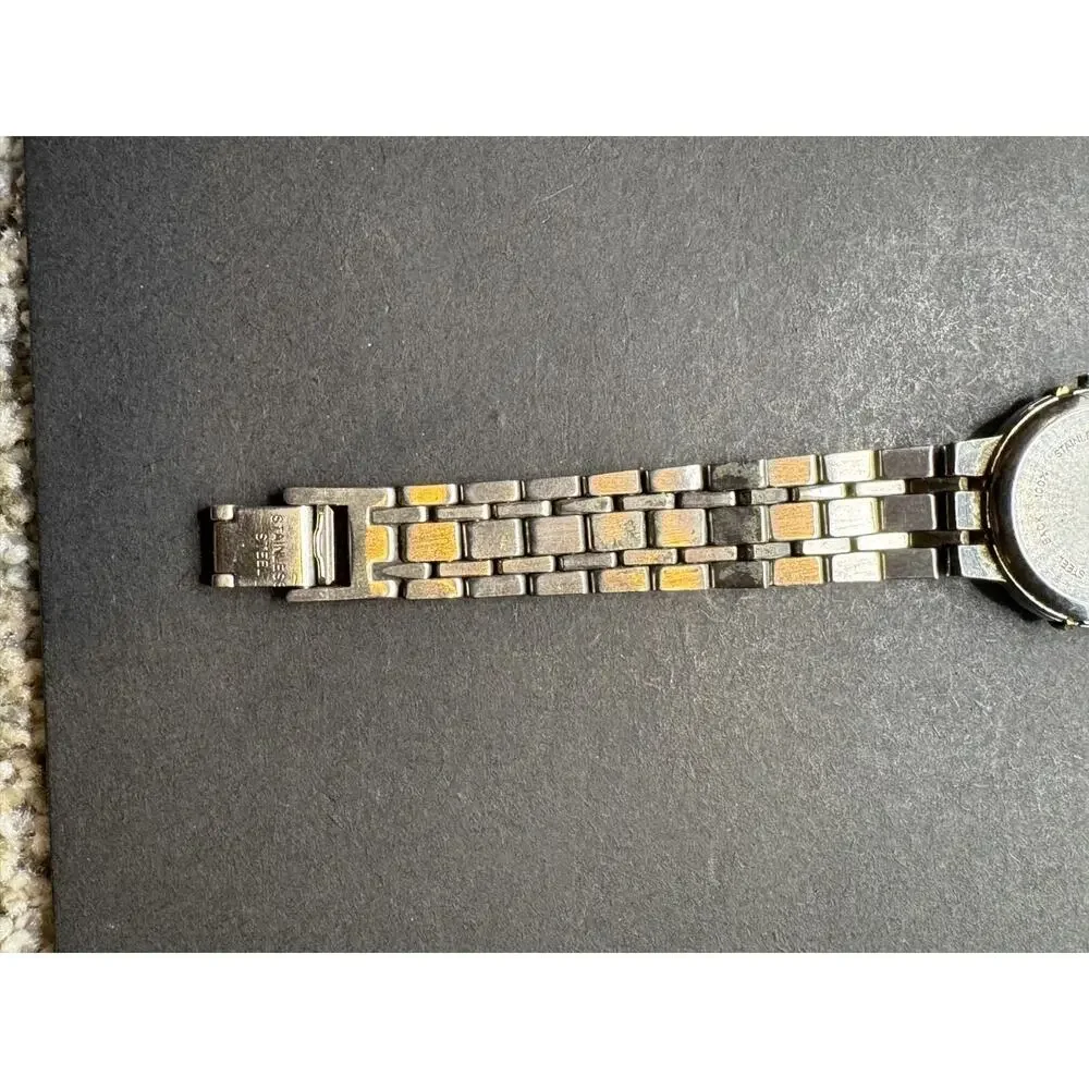 Vintage PB Quartz Moon Phase Date Two Tone Stainless Steel Watch 5ATM